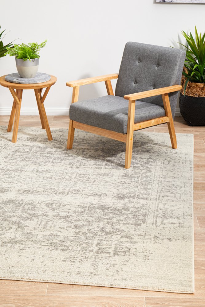 Dream White Silver Transitional Rug