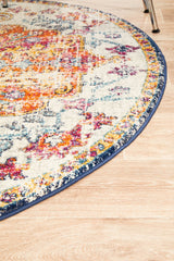 Carnival White Transitional Round Rug