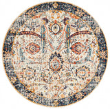 Peacock Ivory Transitional Round Rug