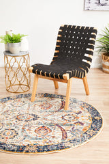 Peacock Ivory Transitional Round Rug