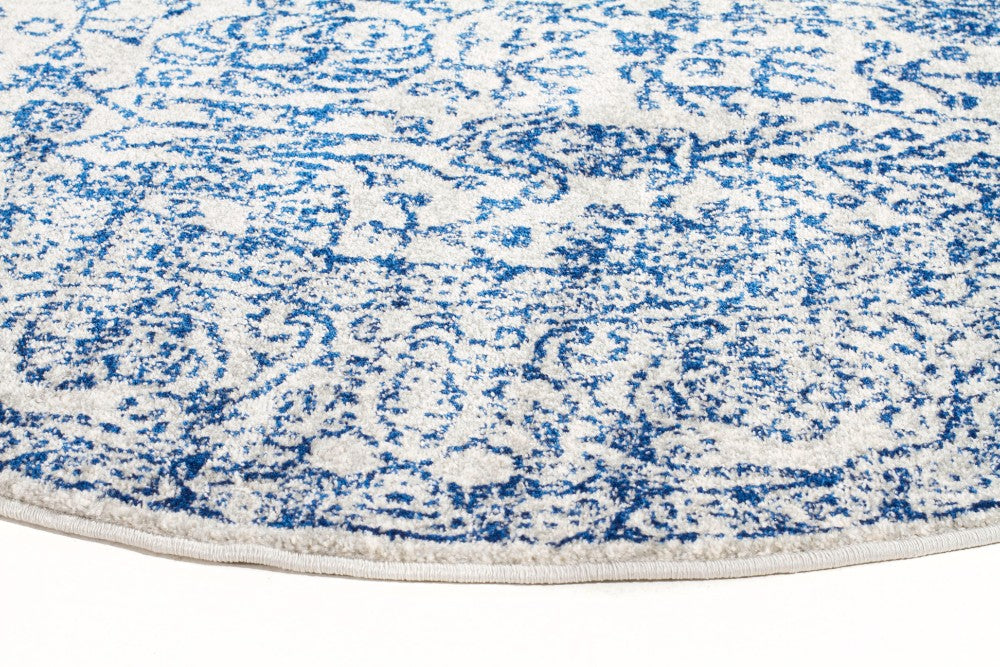 Frost Blue Transitional Round Rug