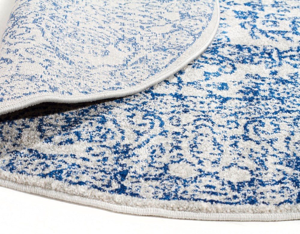 Frost Blue Transitional Round Rug