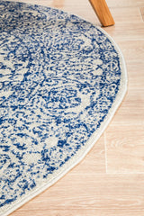 Frost Blue Transitional Round Rug