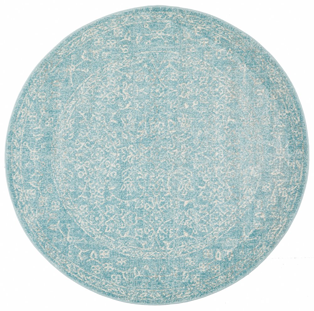 Depth Blue Transitional Round Rug