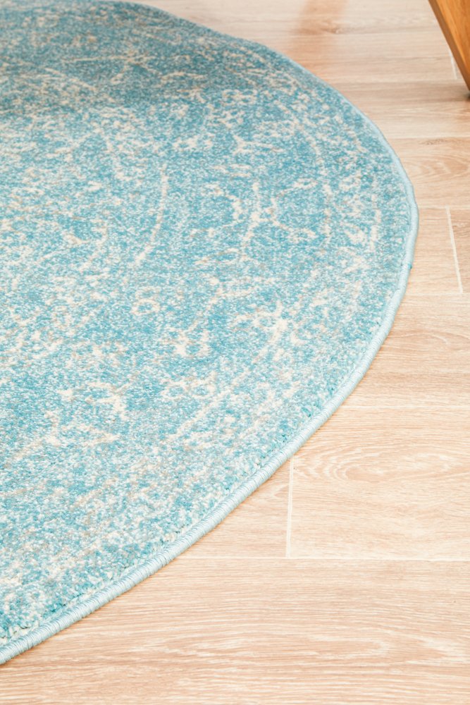 Depth Blue Transitional Round Rug