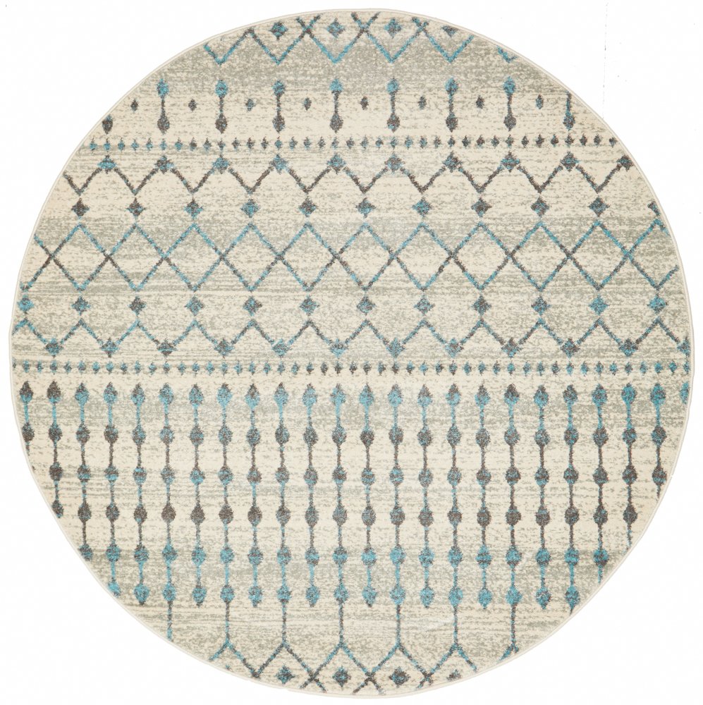 Slate White Transitional Round Rug