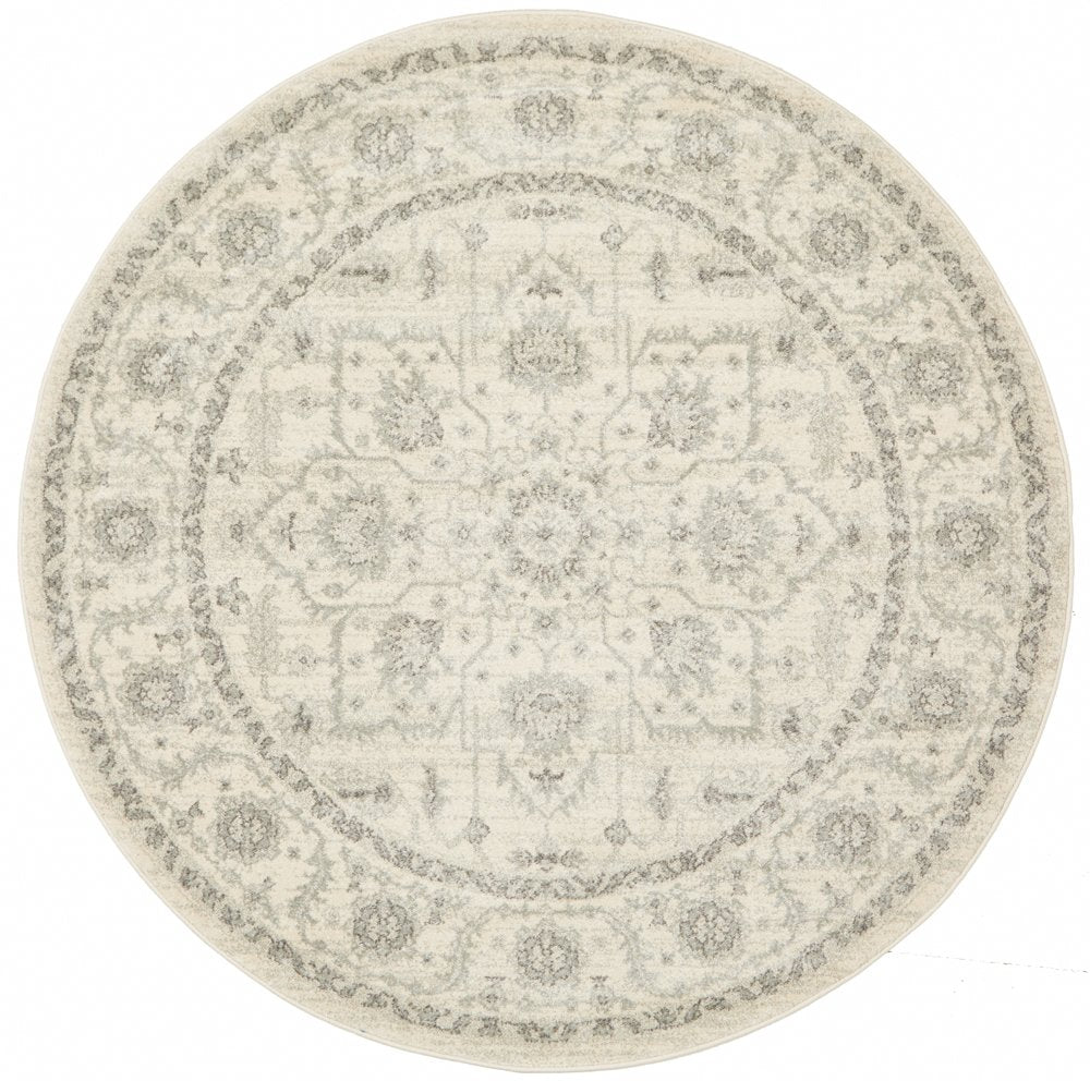 Winter White Transitional Round Rug