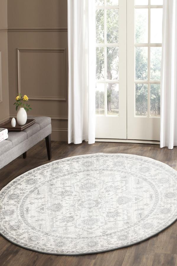 Winter White Transitional Round Rug