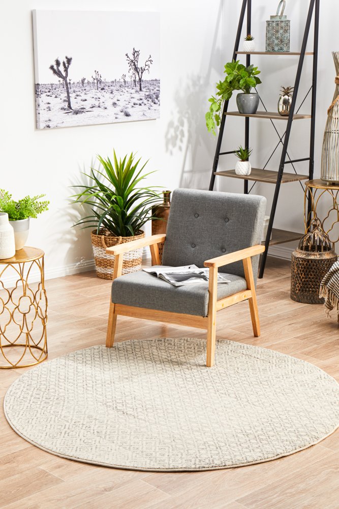 Diamond Grey Transitional Round Rug