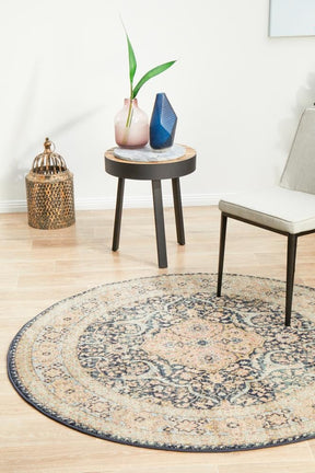 Estate Midnight Navy Round Transitional Rug