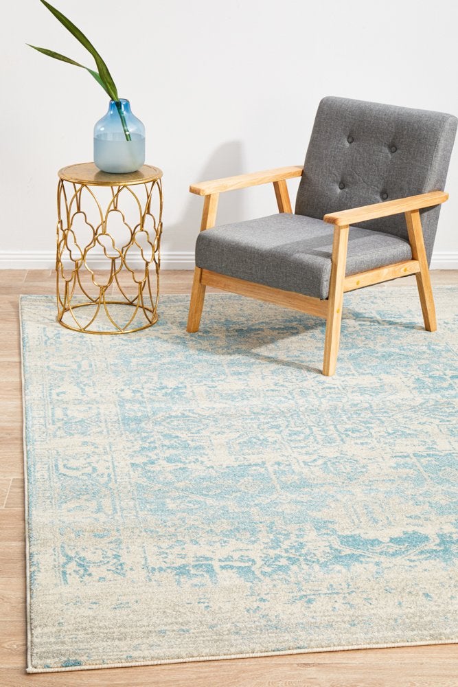 Glacier White Blue Transitional Rug