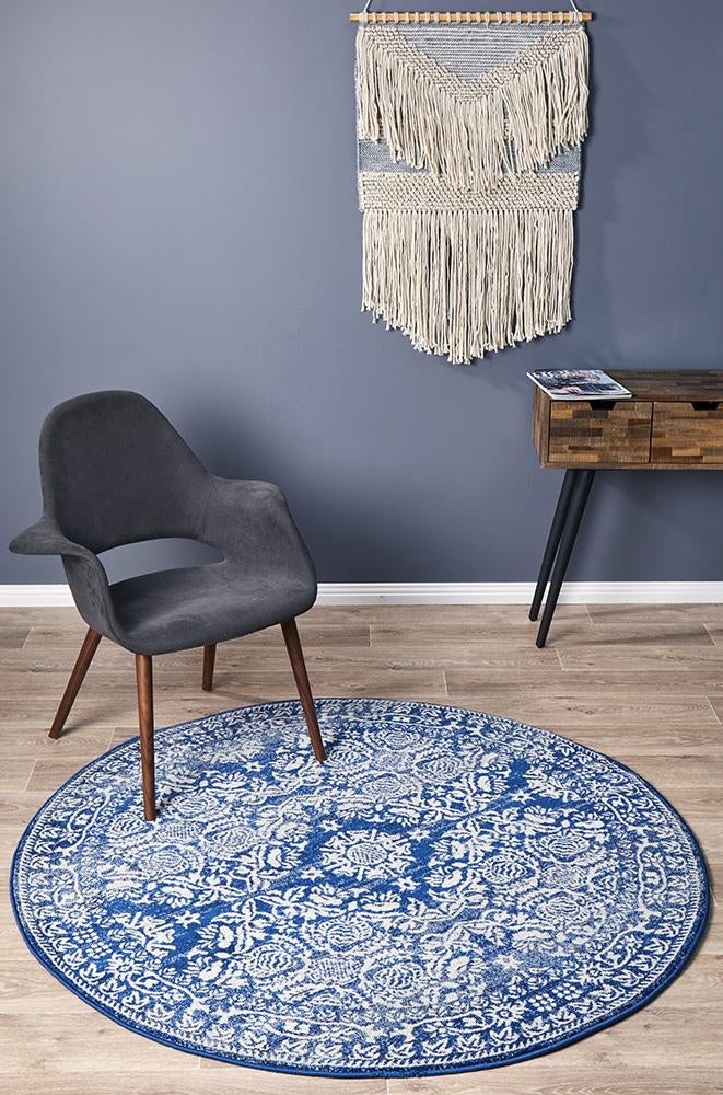 Gwyneth Stunning Transitional Navy Round Rug