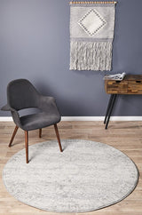 Gwyneth Stunning Transitional Silver Round Rug