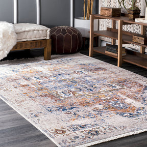 Kashim Ivory Transitional Tasselled Rug - Lost Design Society