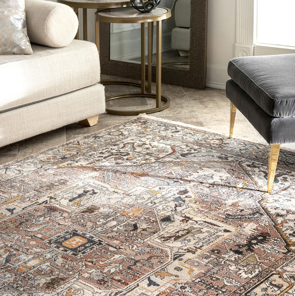 Kashim Mushroom Transitional Tasselled Rug