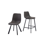 Victor Antique Grey Faux Leather Bar Stools - Set of 2