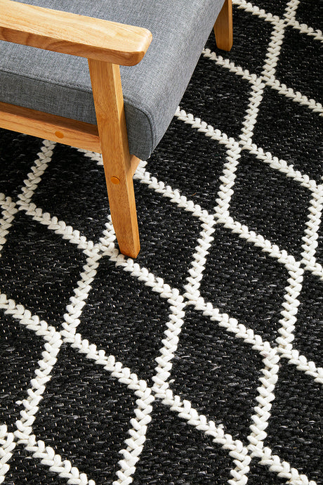 Raya Black Wool Blend Rug