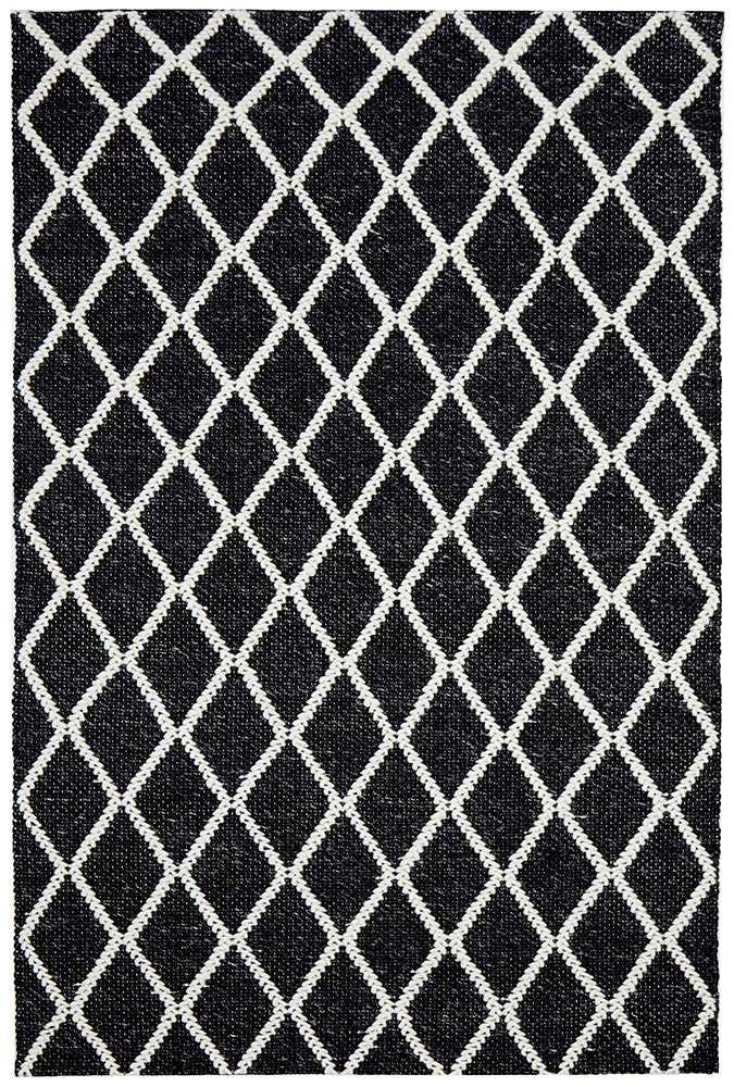 Raya Black Wool Blend Rug