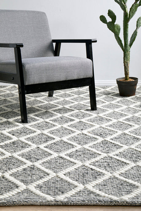 Raya Grey Wool Blend Rug