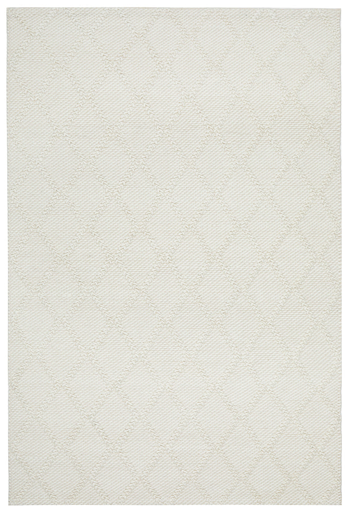 Raya White Wool Blend Rug