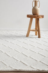 Raya White Wool Blend Rug