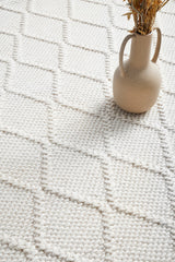 Raya White Wool Blend Rug