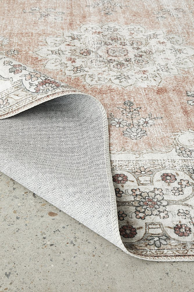 Karson Peach Very Thin Washable Rug