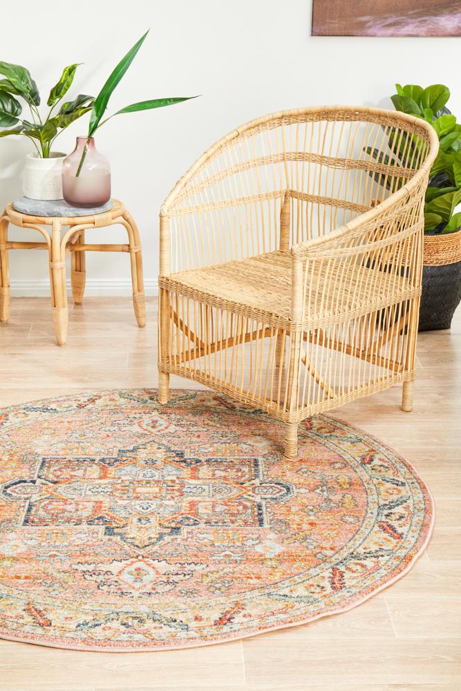 Estate Salmon Round Transitional Rug