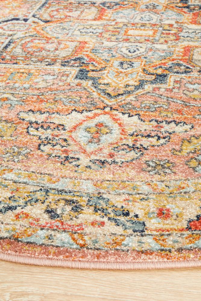 Estate Salmon Round Transitional Rug