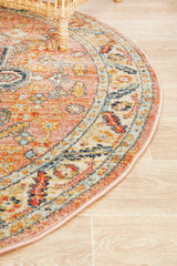 Estate Salmon Round Transitional Rug