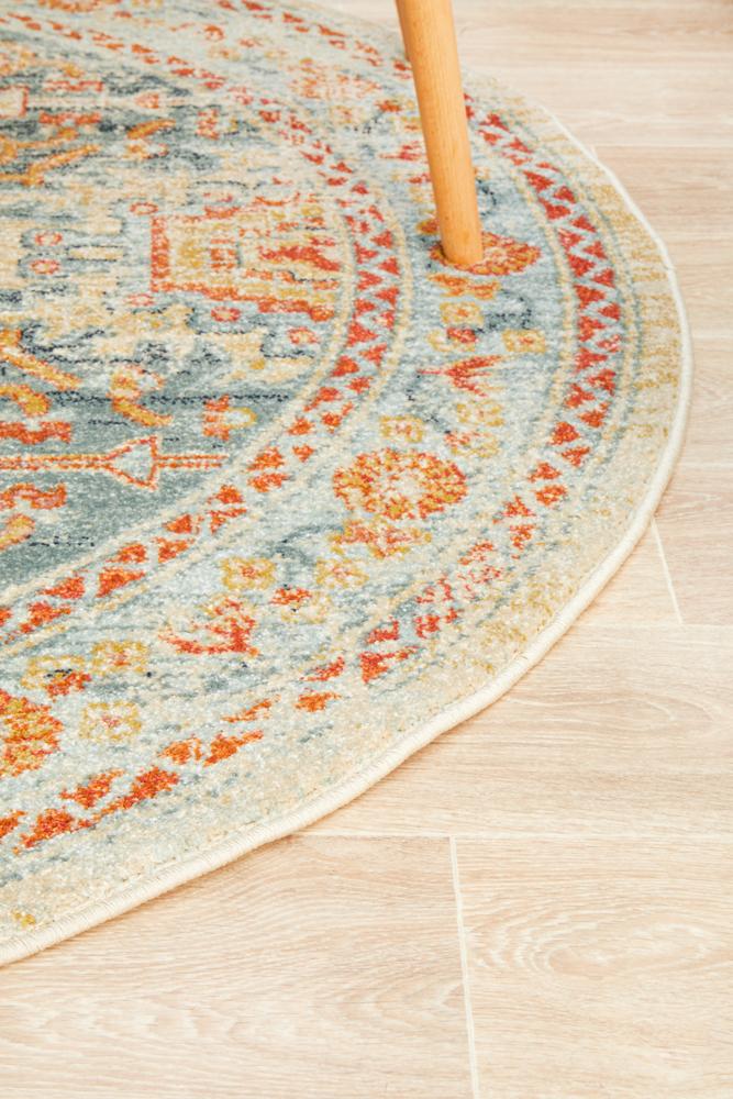 Estate Blue Round Transitional Rug