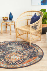 Estate Shamba Navy Round Transitional Rug