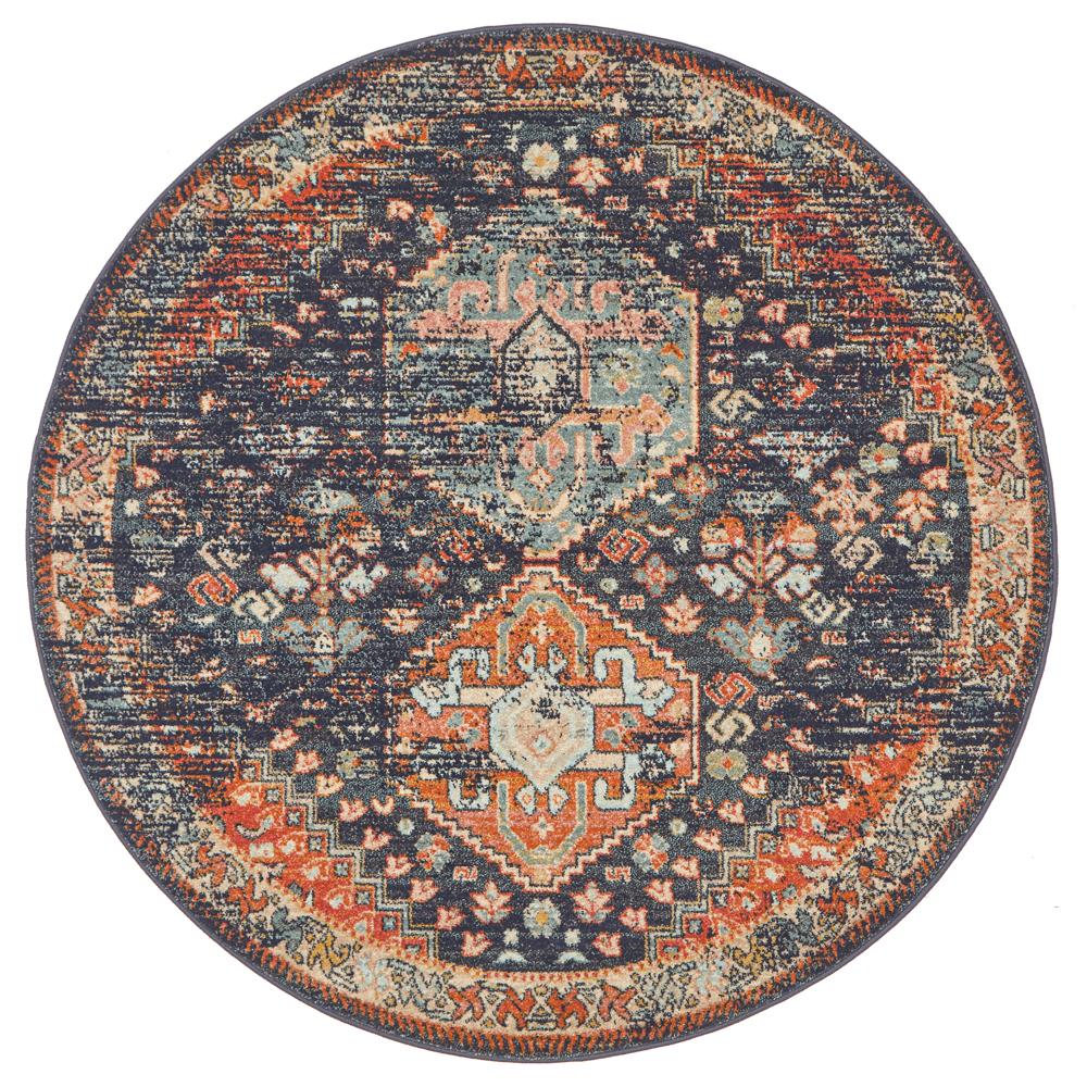 Estate Shamba Navy Round Transitional Rug