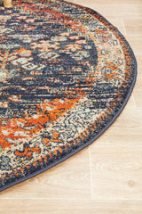 Estate Shamba Navy Round Transitional Rug