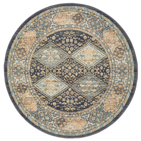 Estate Tope Navy Round Transitional Rug