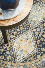 Estate Tope Navy Round Transitional Rug