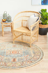 Estate Sky Blue Round Transitional Rug