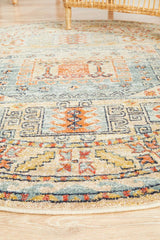 Estate Sky Blue Round Transitional Rug