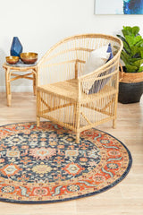 Estate Hacienda Navy Round Transitional Rug