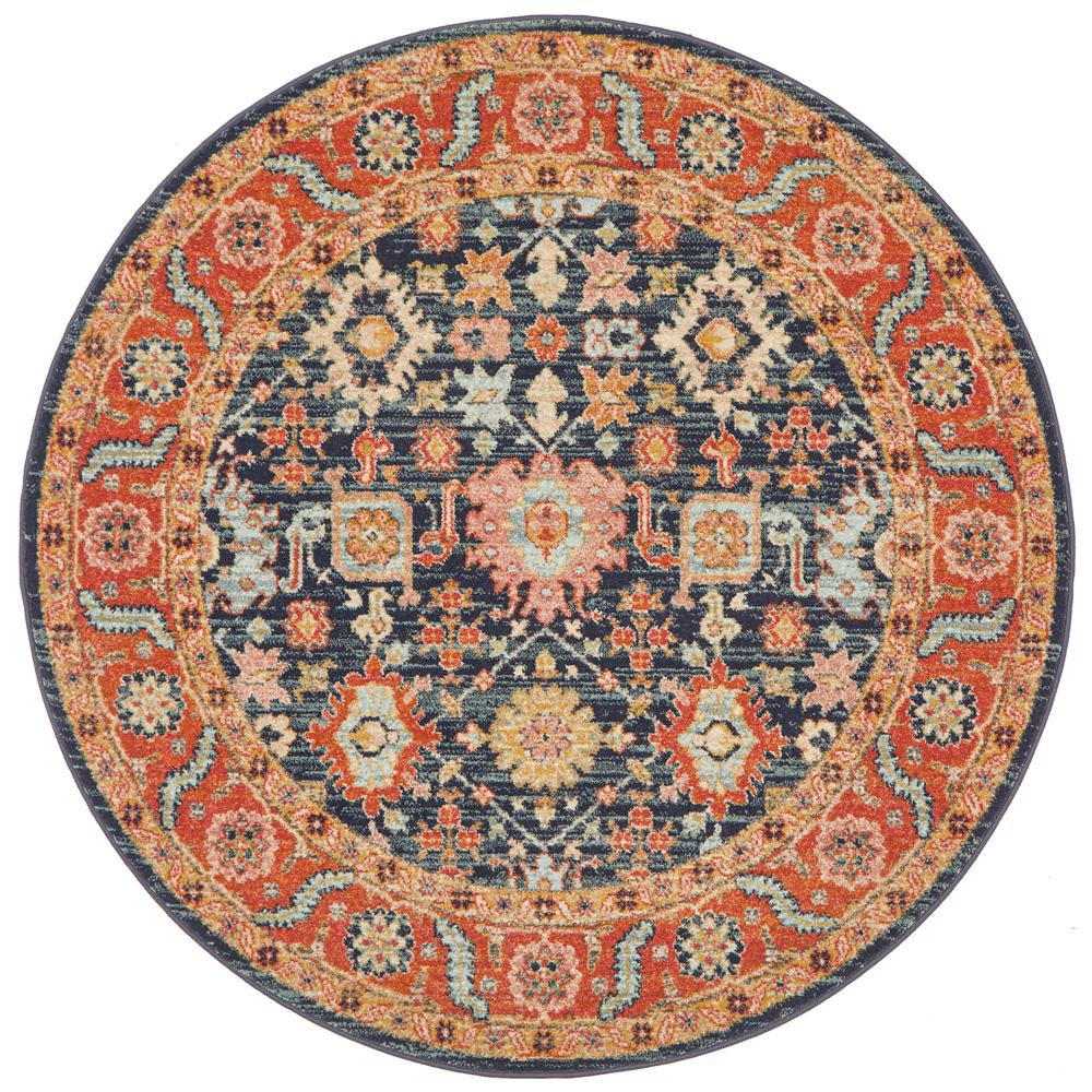 Estate Hacienda Navy Round Transitional Rug