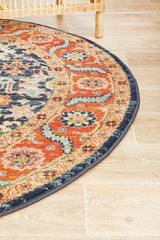 Estate Hacienda Navy Round Transitional Rug