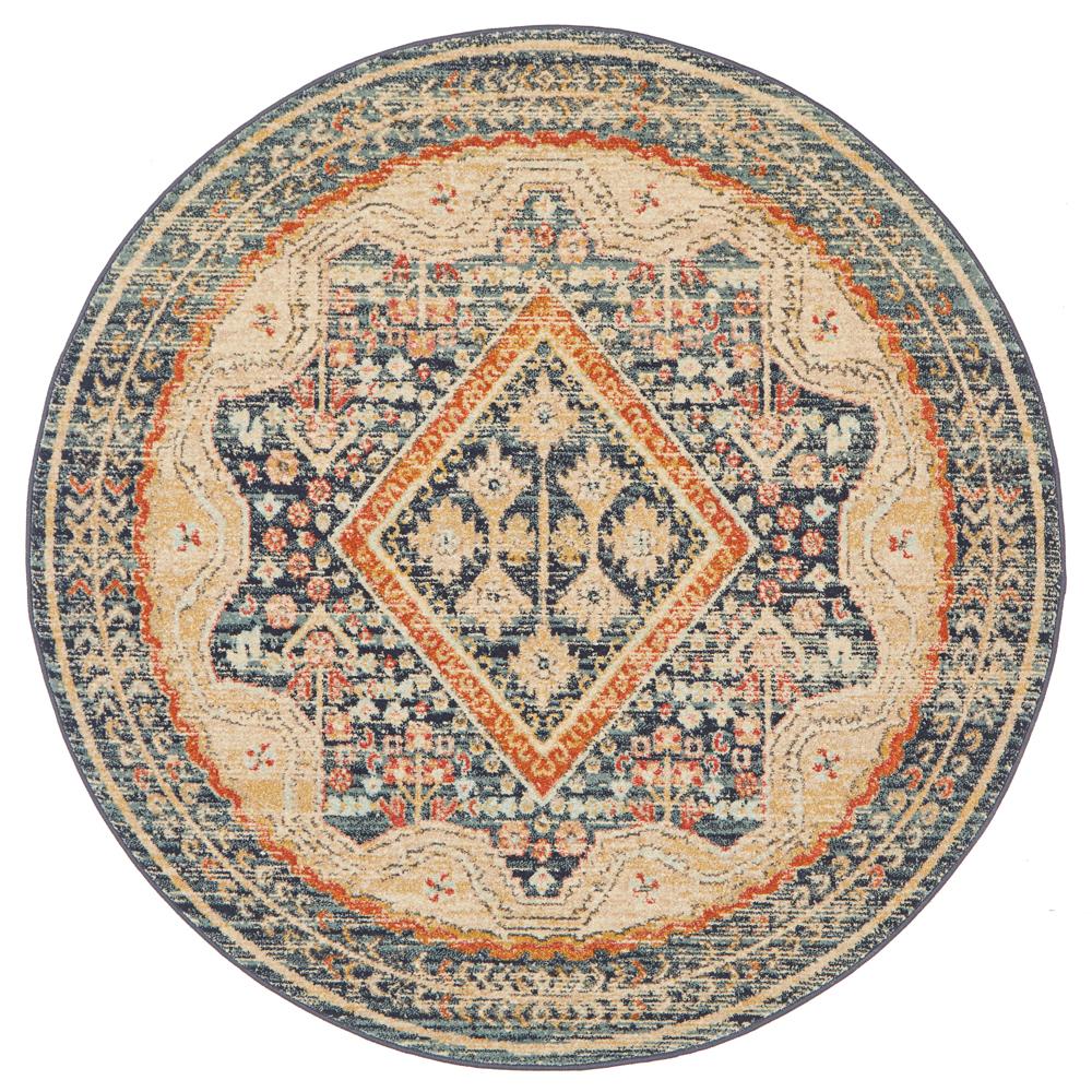 Estate Manse Navy Round Transitional Rug