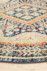 Estate Manse Navy Round Transitional Rug