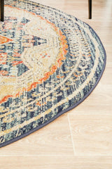 Estate Manse Navy Round Transitional Rug