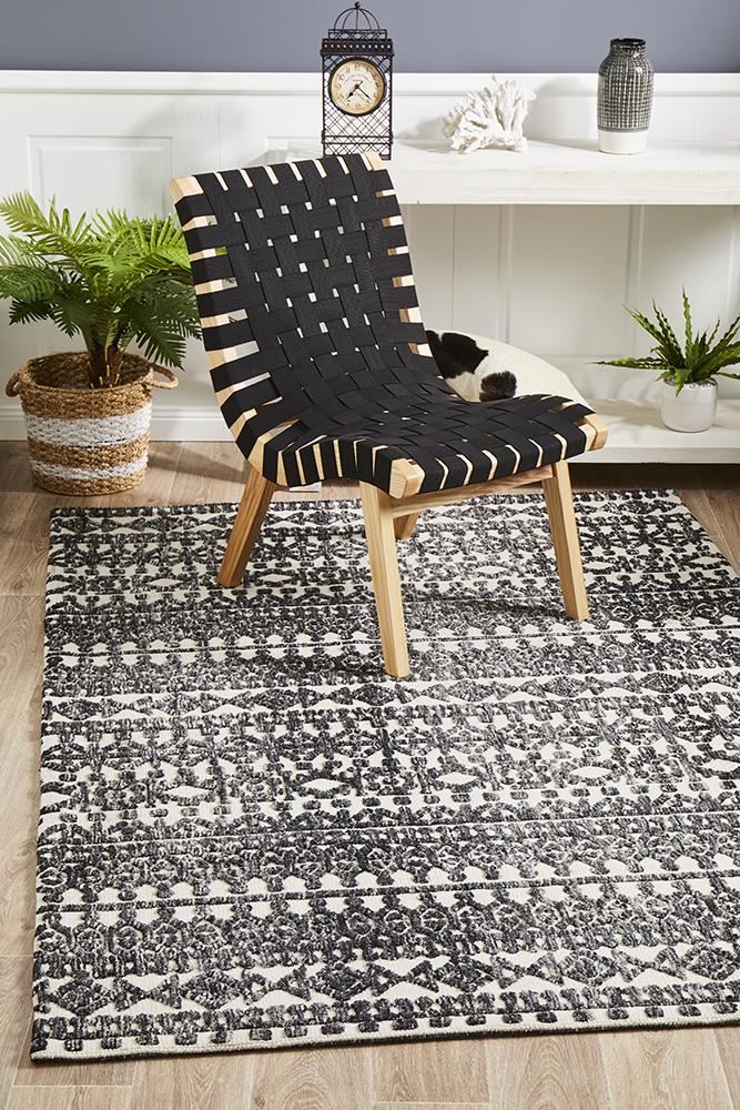 Aksu Ivory Black Transitional Rug – Lost Design Society Rugs
