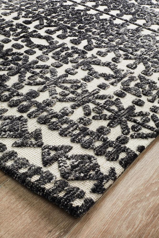 Aksu Ivory Black Transitional Rug – Lost Design Society Rugs