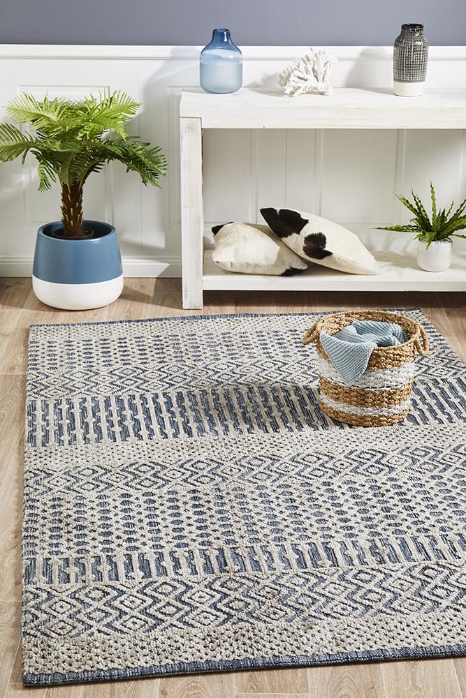 Demre Navy Grey Transitional Rug