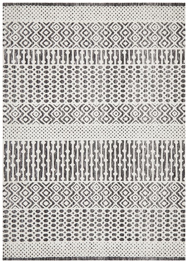 Demre Ivory Black Transitional Rug