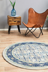 Legion Blue Round Transitional Rug