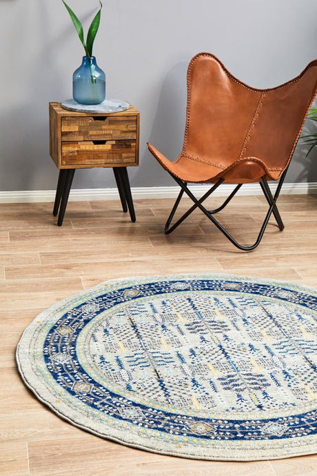 Legion Blue Round Transitional Rug